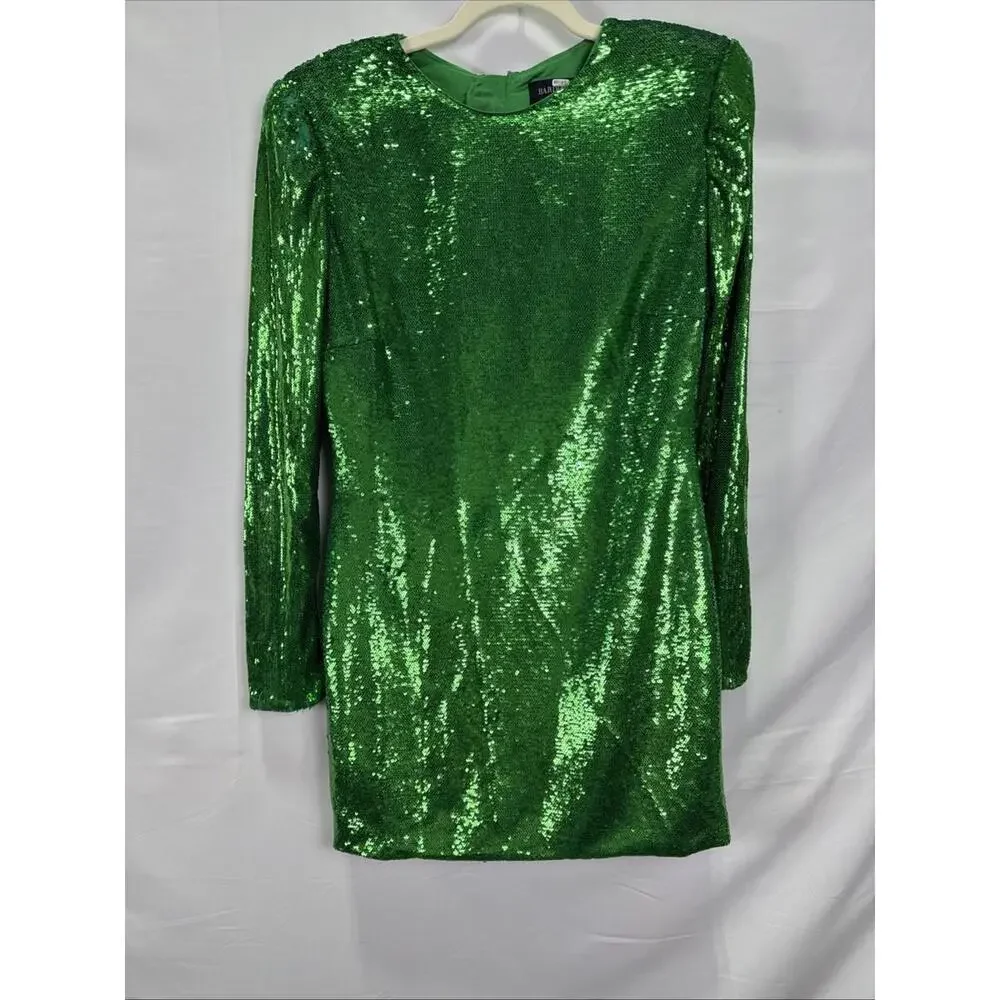 Bardot Green Alessia Sequin Dress Size L with Missing Sequins